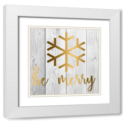 Be Merry White Modern Wood Framed Art Print with Double Matting by Matic, Jelena
