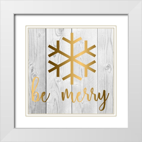Be Merry White Modern Wood Framed Art Print with Double Matting by Matic, Jelena