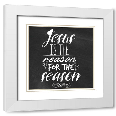 Jesus White Modern Wood Framed Art Print with Double Matting by Matic, Jelena