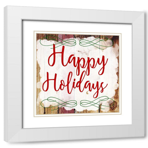 Happy Holidays White Modern Wood Framed Art Print with Double Matting by Matic, Jelena