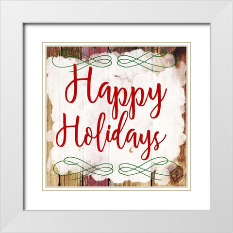 Happy Holidays White Modern Wood Framed Art Print with Double Matting by Matic, Jelena