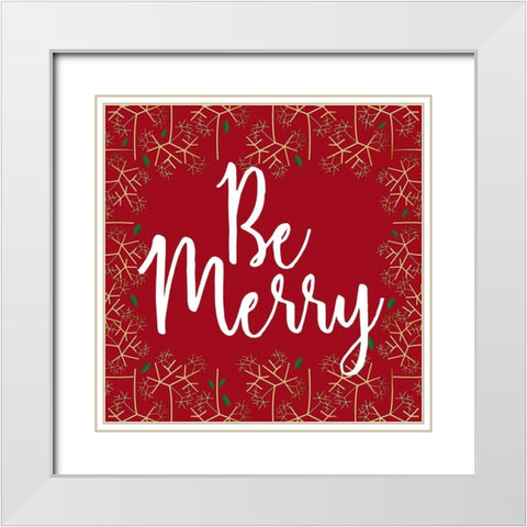 Be Merry White Modern Wood Framed Art Print with Double Matting by Matic, Jelena