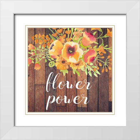 Flower White Modern Wood Framed Art Print with Double Matting by Matic, Jelena