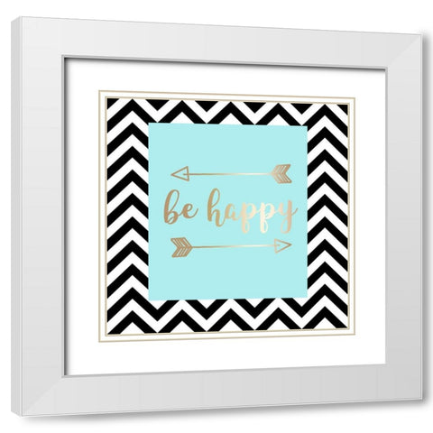Happy White Modern Wood Framed Art Print with Double Matting by Matic, Jelena