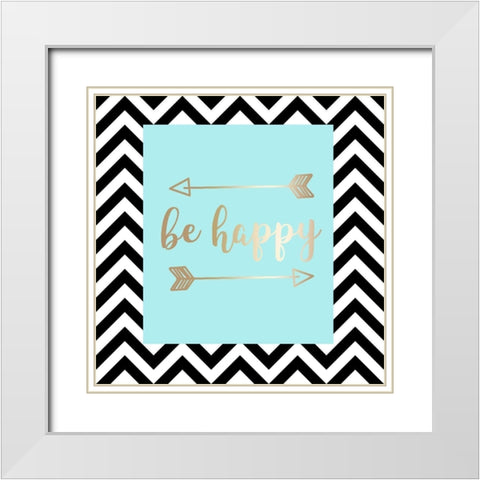 Happy White Modern Wood Framed Art Print with Double Matting by Matic, Jelena