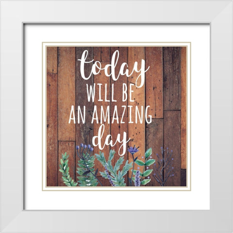 Today White Modern Wood Framed Art Print with Double Matting by Matic, Jelena
