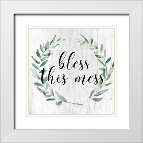 Bless This Mess 2 White Modern Wood Framed Art Print with Double Matting by Matic, Jelena