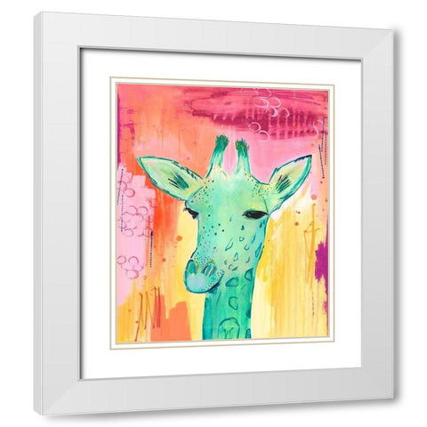 Tie Dye Giraffe White Modern Wood Framed Art Print with Double Matting by McCully, Jennifer