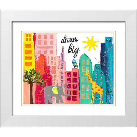 Dream Big Animals in the City White Modern Wood Framed Art Print with Double Matting by McCully, Jennifer