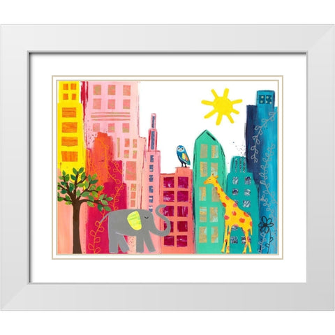 Animals in the City White Modern Wood Framed Art Print with Double Matting by McCully, Jennifer