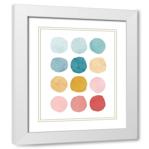WatercolorDots_BrighterPalette White Modern Wood Framed Art Print with Double Matting by McCully, Jennifer