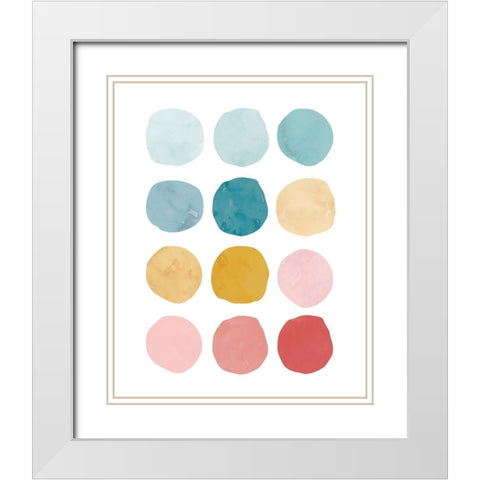 WatercolorDots_BrighterPalette White Modern Wood Framed Art Print with Double Matting by McCully, Jennifer