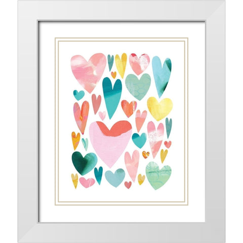Floating_Hearts White Modern Wood Framed Art Print with Double Matting by McCully, Jennifer