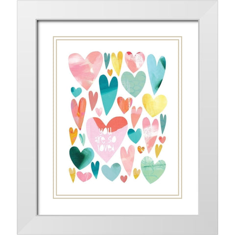 Floating_Hearts_SOLOVED White Modern Wood Framed Art Print with Double Matting by McCully, Jennifer