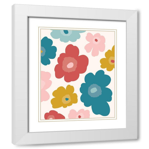 Flower_Pattern_Palette1 White Modern Wood Framed Art Print with Double Matting by McCully, Jennifer