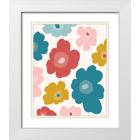 Flower_Pattern_Palette1 White Modern Wood Framed Art Print with Double Matting by McCully, Jennifer