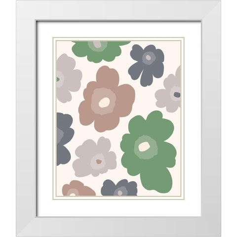 Flower_Pattern_Palette2 White Modern Wood Framed Art Print with Double Matting by McCully, Jennifer