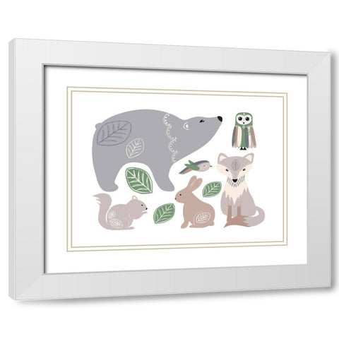 Forest_Friends White Modern Wood Framed Art Print with Double Matting by McCully, Jennifer