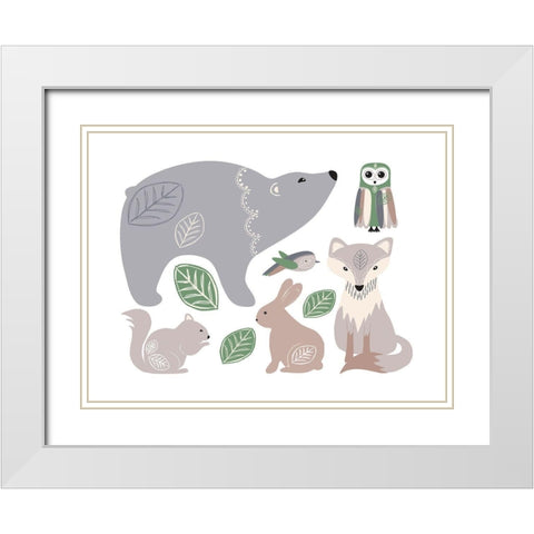 Forest_Friends White Modern Wood Framed Art Print with Double Matting by McCully, Jennifer