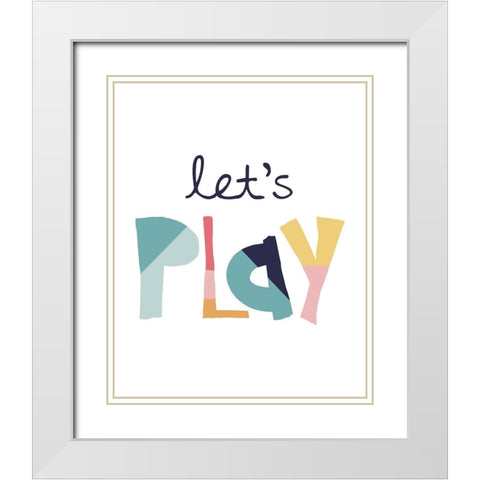 Lets Play Muted White Modern Wood Framed Art Print with Double Matting by McCully, Jennifer