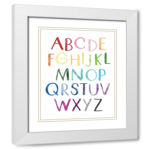 Watercolor Alphabet 1 White Modern Wood Framed Art Print with Double Matting by McCully, Jennifer