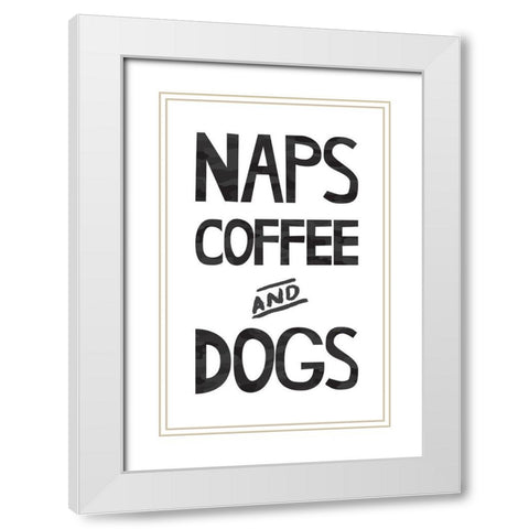 Naps Coffee Dogs 1 White Modern Wood Framed Art Print with Double Matting by McCully, Jennifer