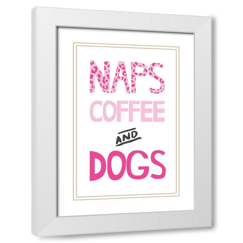 Naps Coffee Dogs 2 White Modern Wood Framed Art Print with Double Matting by McCully, Jennifer