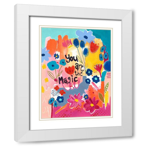 You Are The Magic Floral White Modern Wood Framed Art Print with Double Matting by McCully, Jennifer
