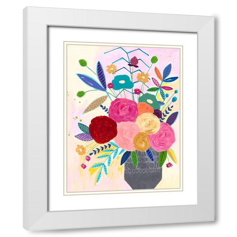 Cotton Candy Floral White Modern Wood Framed Art Print with Double Matting by McCully, Jennifer