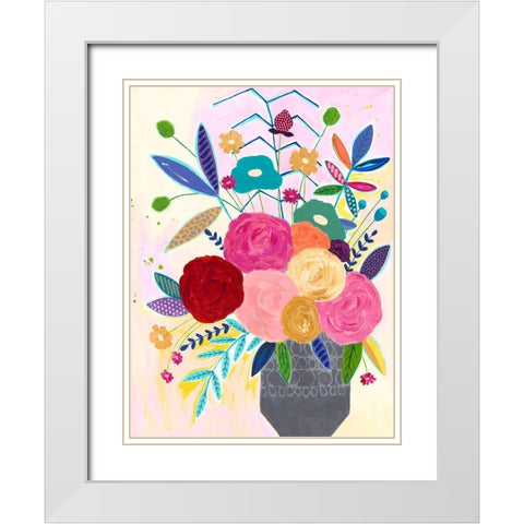Cotton Candy Floral White Modern Wood Framed Art Print with Double Matting by McCully, Jennifer