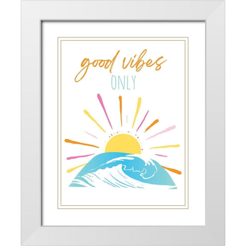 Good Vibes Only Rainbow White Modern Wood Framed Art Print with Double Matting by McCully, Jennifer