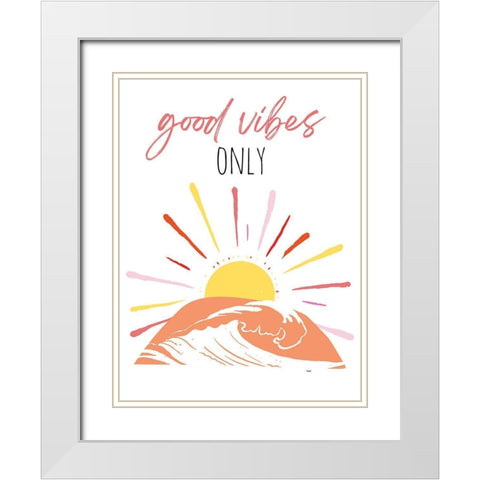Good Vibes Only Pinks White Modern Wood Framed Art Print with Double Matting by McCully, Jennifer