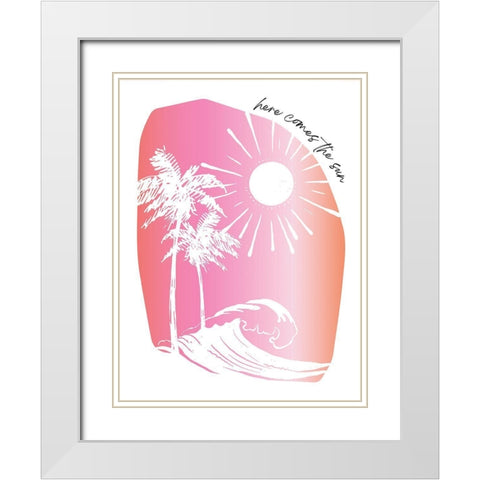 Here Comes The Sun Pinks White Modern Wood Framed Art Print with Double Matting by McCully, Jennifer