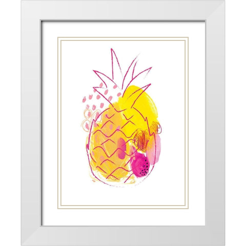Abstract Pineapple White Modern Wood Framed Art Print with Double Matting by McCully, Jennifer