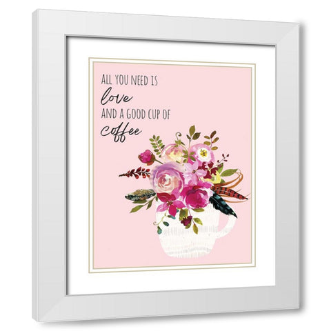 Love And Good Coffee 2 White Modern Wood Framed Art Print with Double Matting by McCully, Jennifer