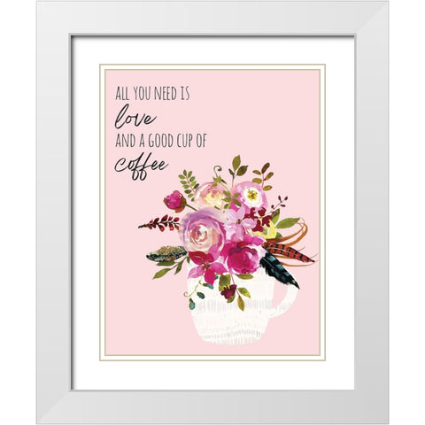 Love And Good Coffee 2 White Modern Wood Framed Art Print with Double Matting by McCully, Jennifer