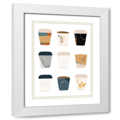 To Go Coffee Cup Variety White Modern Wood Framed Art Print with Double Matting by McCully, Jennifer