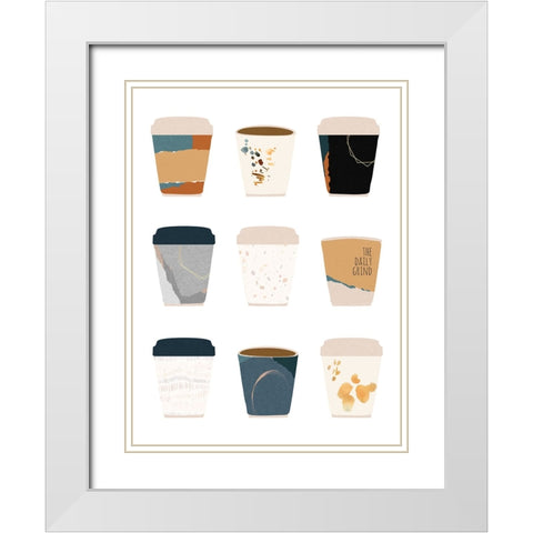 To Go Coffee Cup Variety White Modern Wood Framed Art Print with Double Matting by McCully, Jennifer