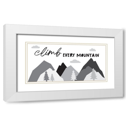Climb Every Mountain White Modern Wood Framed Art Print with Double Matting by McCully, Jennifer
