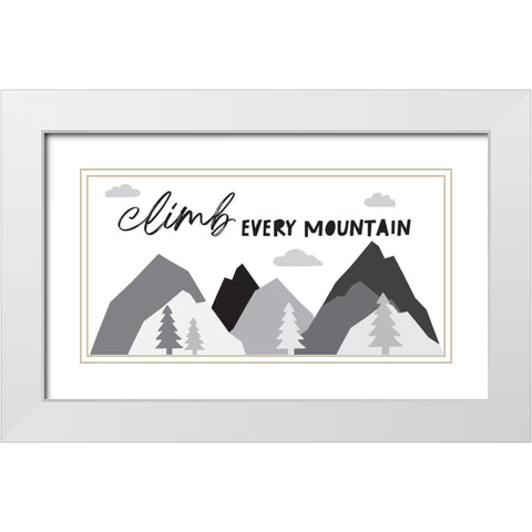 Climb Every Mountain White Modern Wood Framed Art Print with Double Matting by McCully, Jennifer