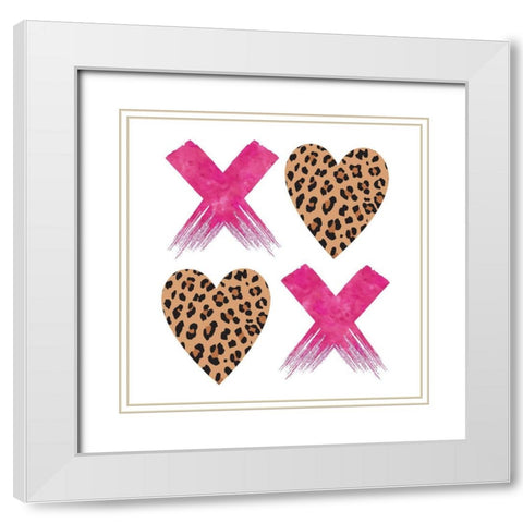 XOXO Leopard. White Modern Wood Framed Art Print with Double Matting by McCully, Jennifer