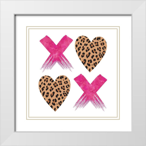 XOXO Leopard. White Modern Wood Framed Art Print with Double Matting by McCully, Jennifer