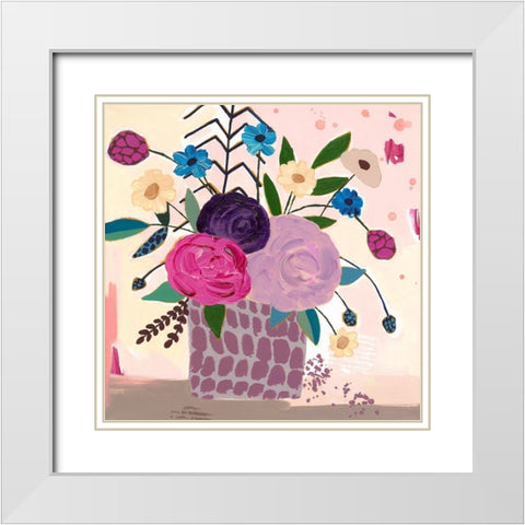 Plum Floral White Modern Wood Framed Art Print with Double Matting by McCully, Jennifer