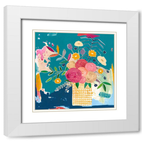 Tammys Bouquet White Modern Wood Framed Art Print with Double Matting by McCully, Jennifer