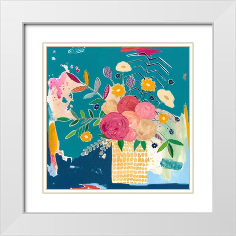 Tammys Bouquet White Modern Wood Framed Art Print with Double Matting by McCully, Jennifer
