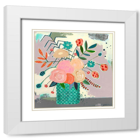 Wild Pickins Floral White Modern Wood Framed Art Print with Double Matting by McCully, Jennifer