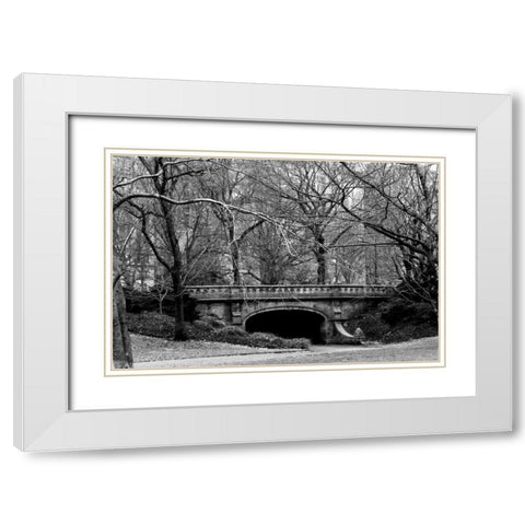 Central Park Bridge 2 White Modern Wood Framed Art Print with Double Matting by Grey, Jace