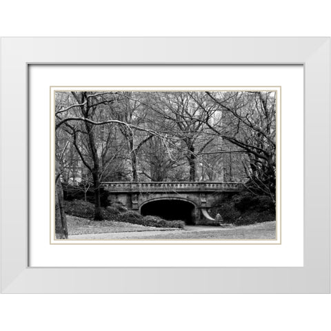 Central Park Bridge 2 White Modern Wood Framed Art Print with Double Matting by Grey, Jace