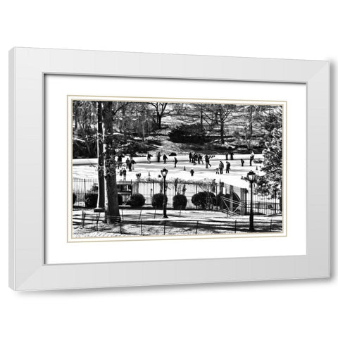 Central Park Skating White Modern Wood Framed Art Print with Double Matting by Grey, Jace