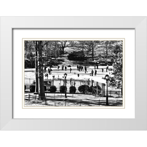 Central Park Skating White Modern Wood Framed Art Print with Double Matting by Grey, Jace